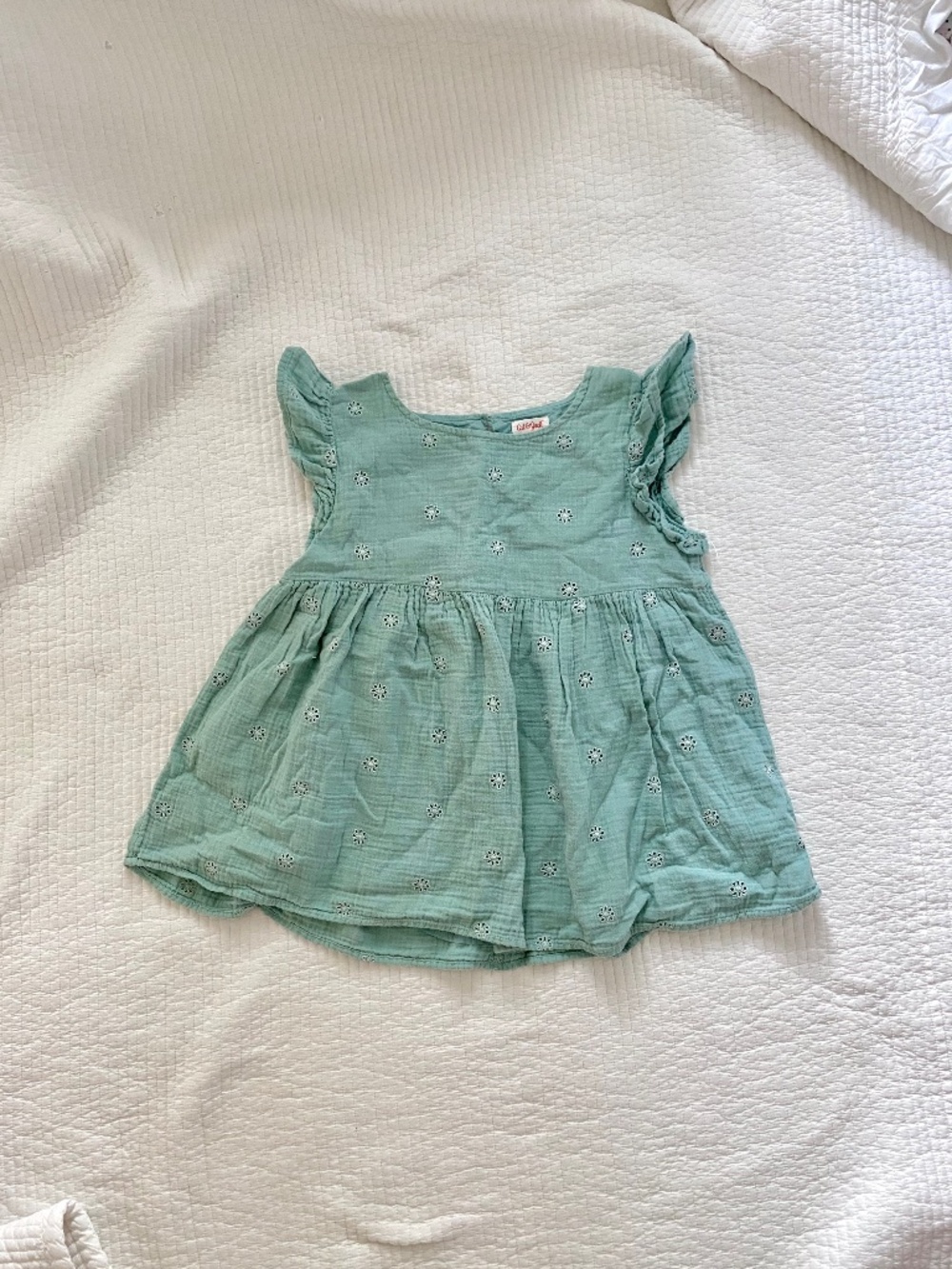 light turquoise teal blue embroidered ruffle babydoll top blouse